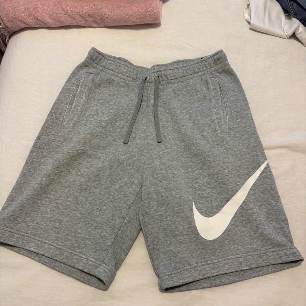 Nike Men's Athletic Gray Shorts with White Logo